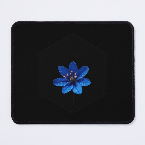 Item preview, Blue Flower Hexagon Black Minimalist Floral Art designed and sold by Mr besho.