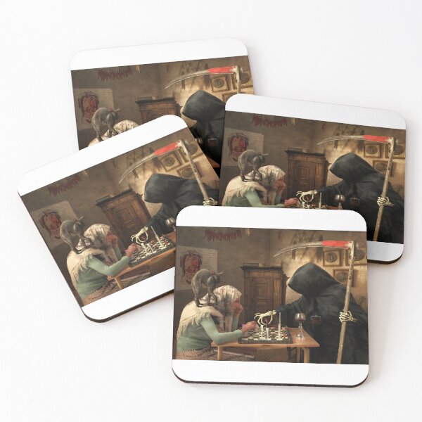 Item preview, woman and Grim Reaper playing chess designed and sold by EDDANI.