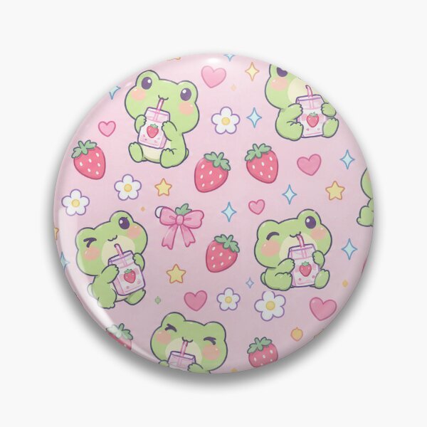 Item preview, Kawaii Frog Strawberry Milk Pattern designed and sold by Soft Berry Studio.