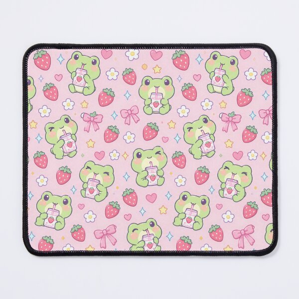 Item preview, Kawaii Frog Strawberry Milk Pattern designed and sold by Soft Berry Studio.