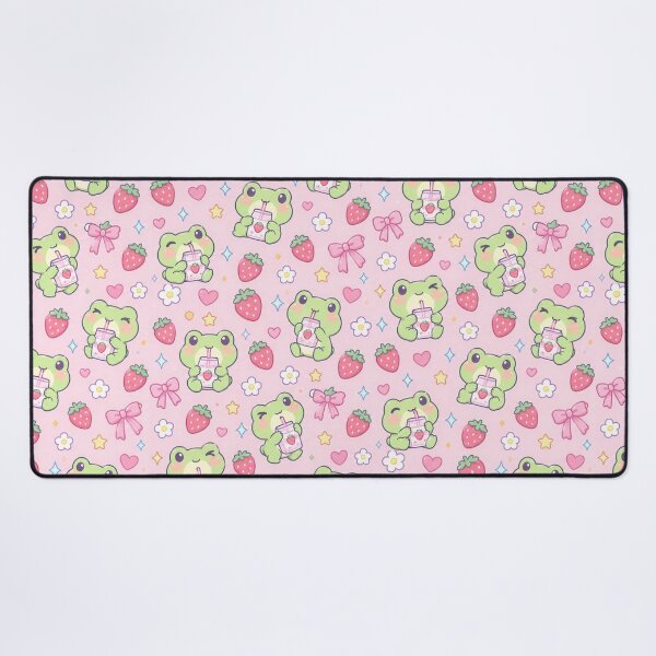 Item preview, Kawaii Frog Strawberry Milk Pattern designed and sold by Soft Berry Studio.
