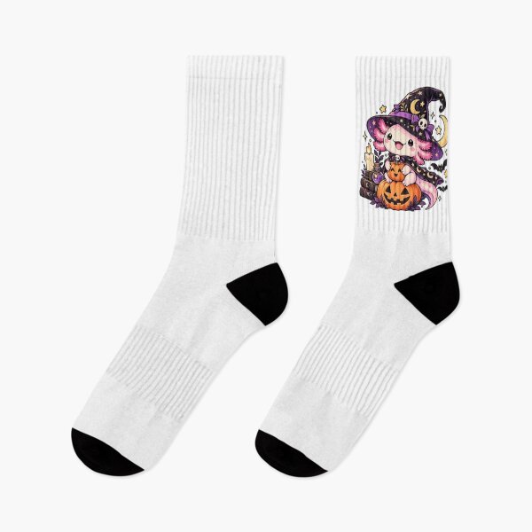 Item preview, Kawaii Axolotl Witch with Halloween Pumpkin and Stars designed and sold by RetroPop23.