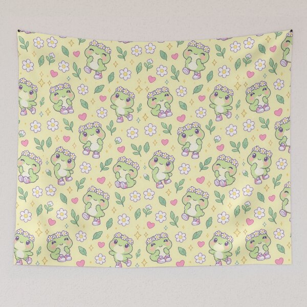 Item preview, Kawaii Frog Daisy Crown Pattern designed and sold by Soft Berry Studio.