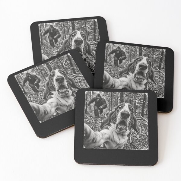 Item preview, Bigfoot Chasing Dog Selfie Funny Cryptid Forest Humor designed and sold by slmfams.