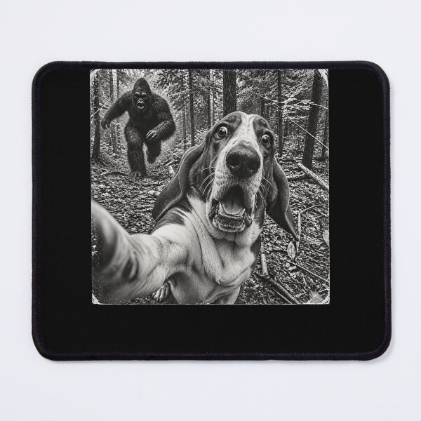 Item preview, Bigfoot Chasing Dog Selfie Funny Cryptid Forest Humor designed and sold by slmfams.