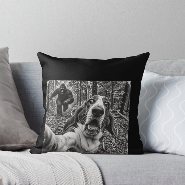 Item preview, Bigfoot Chasing Dog Selfie Funny Cryptid Forest Humor designed and sold by slmfams.