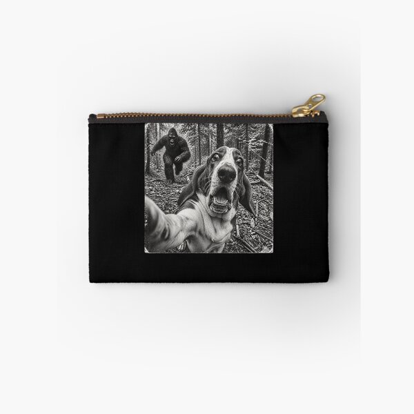 Item preview, Bigfoot Chasing Dog Selfie Funny Cryptid Forest Humor designed and sold by slmfams.