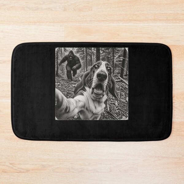 Item preview, Bigfoot Chasing Dog Selfie Funny Cryptid Forest Humor designed and sold by slmfams.