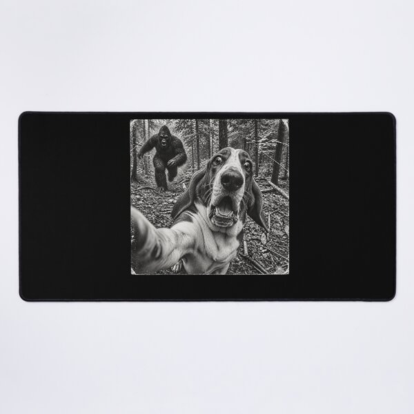 Item preview, Bigfoot Chasing Dog Selfie Funny Cryptid Forest Humor designed and sold by slmfams.