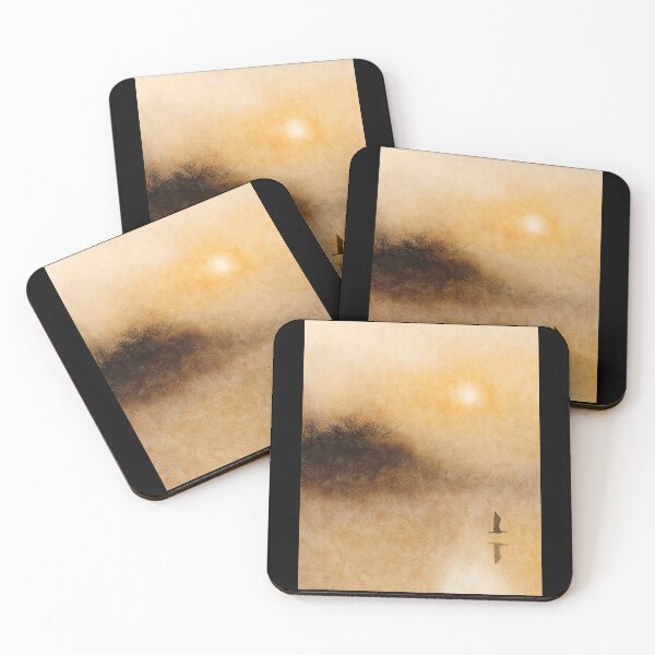 Item preview, Misty lake sunrise and crane watercolour art  designed and sold by moteemade.