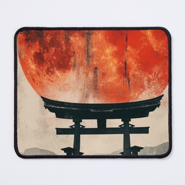 Item preview, Japanese Samurai Torii Gate Blood Moon — Dark Aesthetic Vintage Ink Art designed and sold by LYAN-STORE.