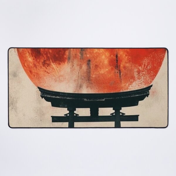 Item preview, Japanese Samurai Torii Gate Blood Moon — Dark Aesthetic Vintage Ink Art designed and sold by LYAN-STORE.