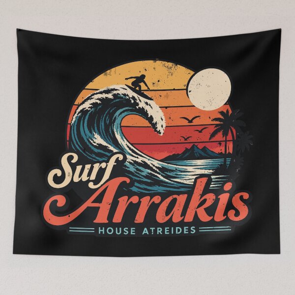 Item preview, Surf Arrakis House Atreides Vintage Sunset Surfing Wave Art designed and sold by Arezaali.