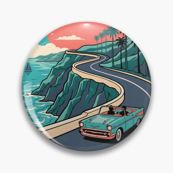 Item preview, Vintage Classic Car Driving on Coastal Road – Retro Beach Road Trip Design designed and sold by Sea Gem.