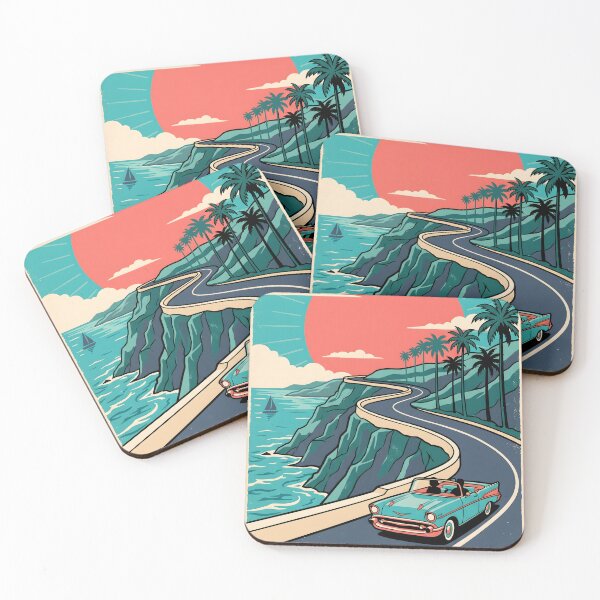 Item preview, Vintage Classic Car Driving on Coastal Road – Retro Beach Road Trip Design designed and sold by Sea Gem.