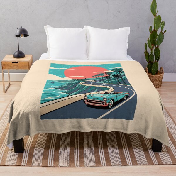 Item preview, Vintage Classic Car Driving on Coastal Road – Retro Beach Road Trip Design designed and sold by Sea Gem.
