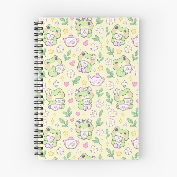 Item preview, Kawaii Frog Flower Tea Pattern designed and sold by Soft Berry Studio.