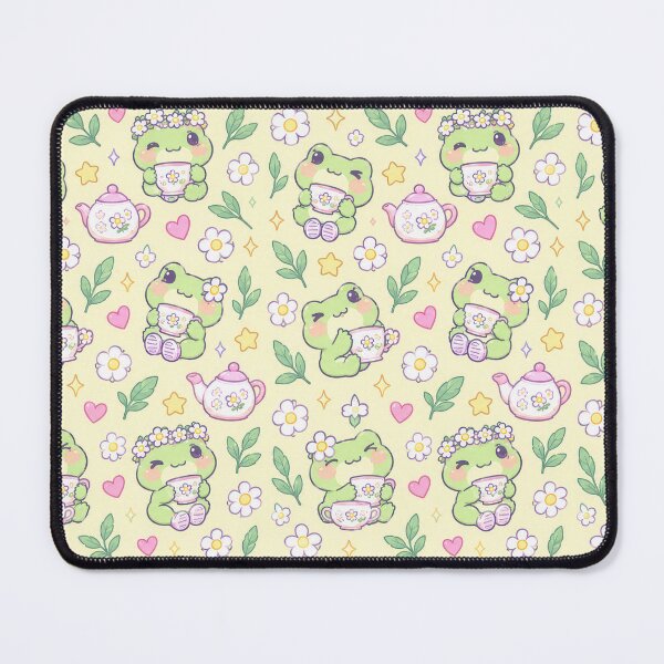 Item preview, Kawaii Frog Flower Tea Pattern designed and sold by Soft Berry Studio.