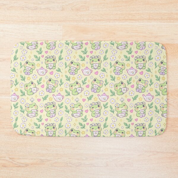 Item preview, Kawaii Frog Flower Tea Pattern designed and sold by Soft Berry Studio.