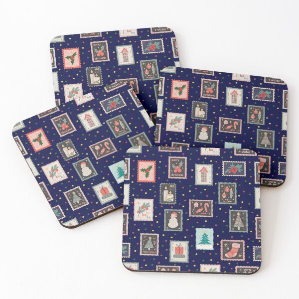 Item preview, Sellos y puntos navideños sobre fondo azul oscuro designed and sold by KSimpson838.