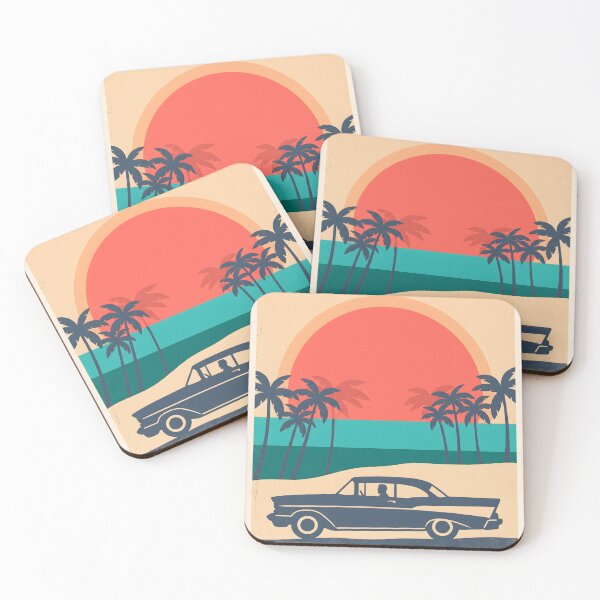 Item preview, Vintage Classic Car by the Sea – Retro Coastal Beach Drive Design designed and sold by Sea Gem.