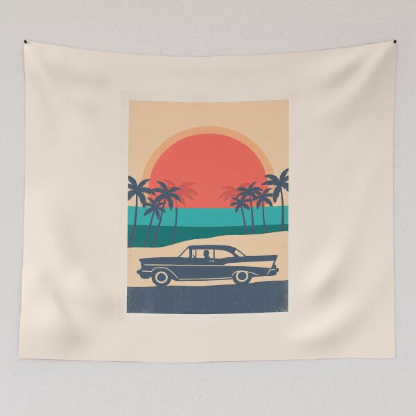 Item preview, Vintage Classic Car by the Sea – Retro Coastal Beach Drive Design designed and sold by Sea Gem.
