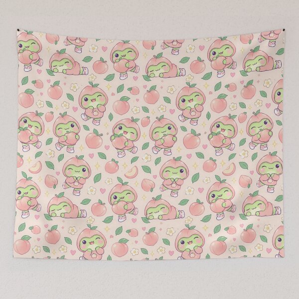 Item preview, Kawaii Frog Peach Hoodie Pattern designed and sold by Soft Berry Studio.