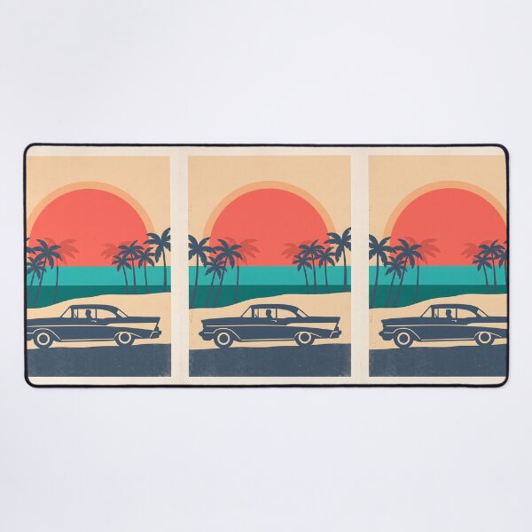 Item preview, Vintage Classic Car by the Sea – Retro Coastal Beach Drive Design designed and sold by Sea Gem.