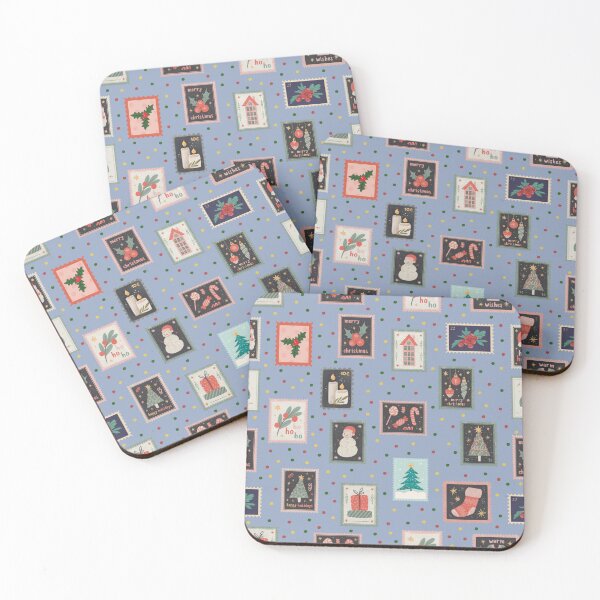 Item preview, Christmas Stamps & Dots on Light Blue designed and sold by KSimpson838.