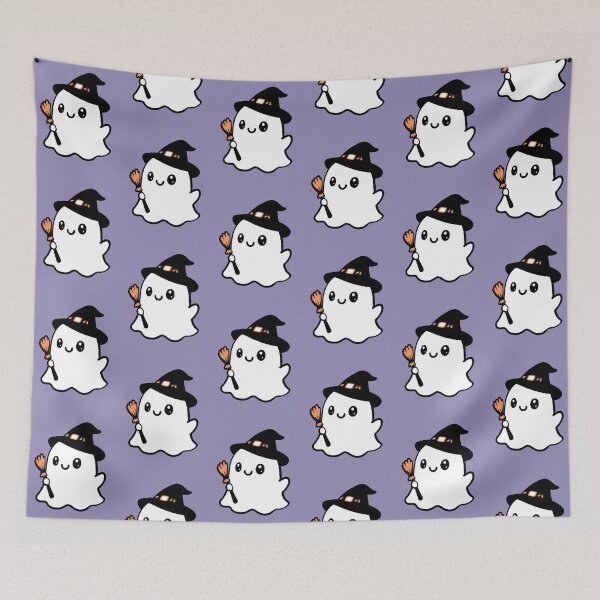 Item preview, Kawaii Witch Ghost T-Shirt Halloween Cute Little Witch Broom designed and sold by AstronautMerch.