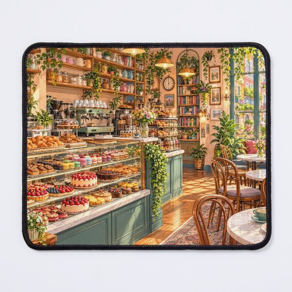 Item preview, Cozy French Bakery Café Interior Illustration designed and sold by Alaa-love-art.
