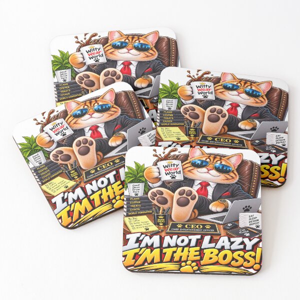 Item preview, I'm Not Lazy I'm The Boss - Funny Cat CEO Coffee Design designed and sold by WittyWearWorld.