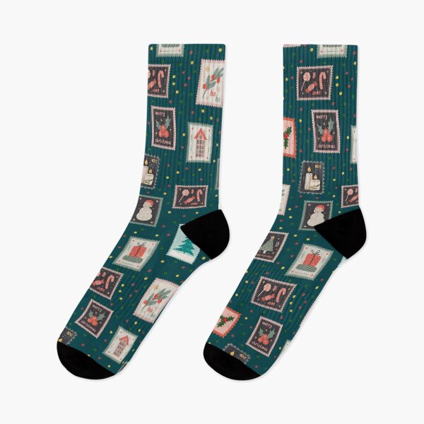 Item preview, Christmas Stamps & Dots on Dark Teal  designed and sold by KSimpson838.