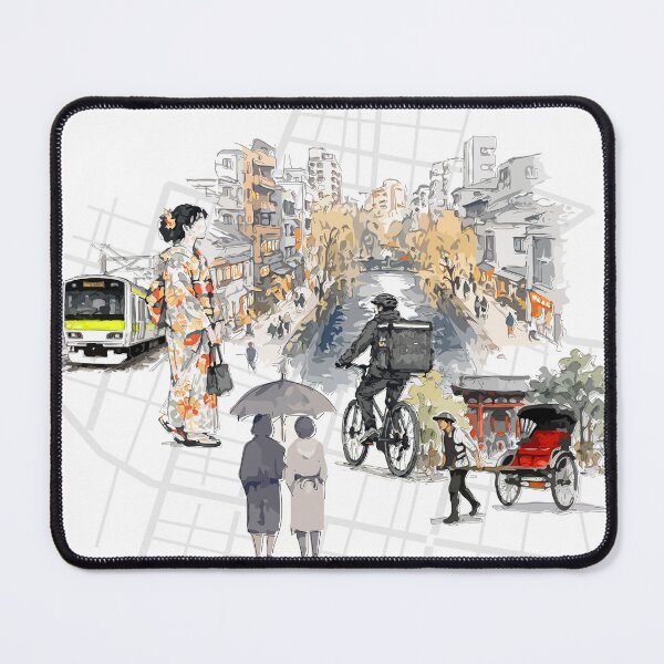 Item preview, Mixed-media sketch illustration of a Japanese street scene designed and sold by maewjpho.
