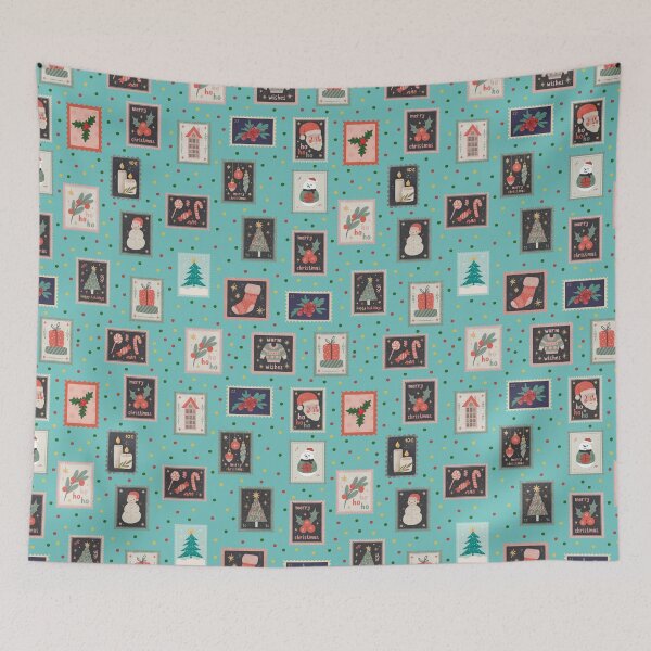 Item preview, Christmas Stamps & Dots on Turquoise  designed and sold by KSimpson838.