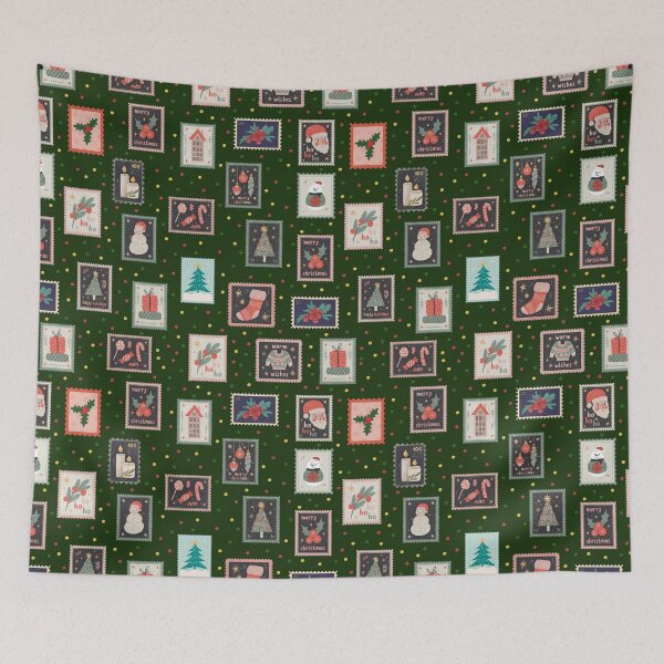 Item preview, Christmas Stamps & Dots on Dark Green  designed and sold by KSimpson838.