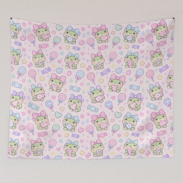 Item preview, Kawaii Frog Candy Bow Pattern designed and sold by Soft Berry Studio.