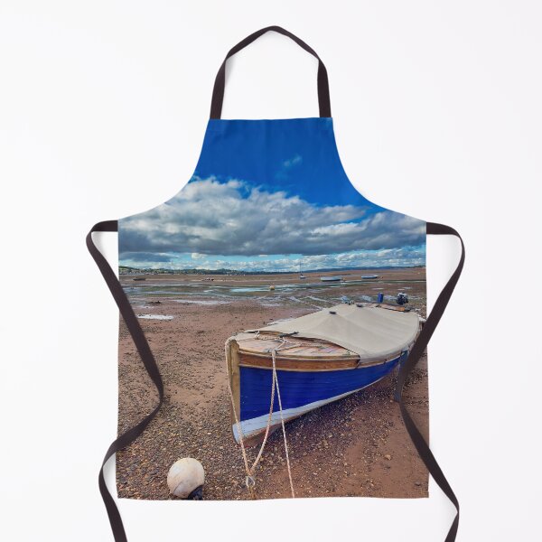 Item preview, Blue Wooden Boat at Low Tide in Exmouth | Devon Coast Photography designed and sold by leonwoods.
