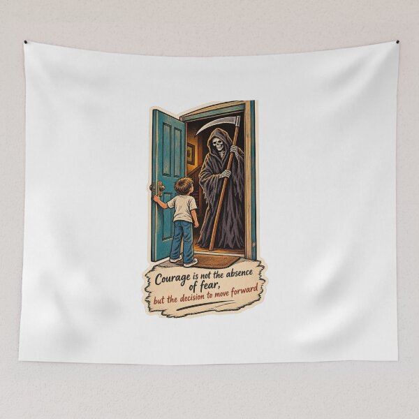 Item preview, Courage Is Not The Absence Of Fear Vintage Grim Reaper Sticker designed and sold by PRIME4YOU.