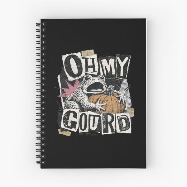 Item preview, Oh My Gourd Frog Vintage Zine T-Shirt | Funny Pumpkin Toad Newspaper Cutout Halloween Gift designed and sold by illeN-Art-World.