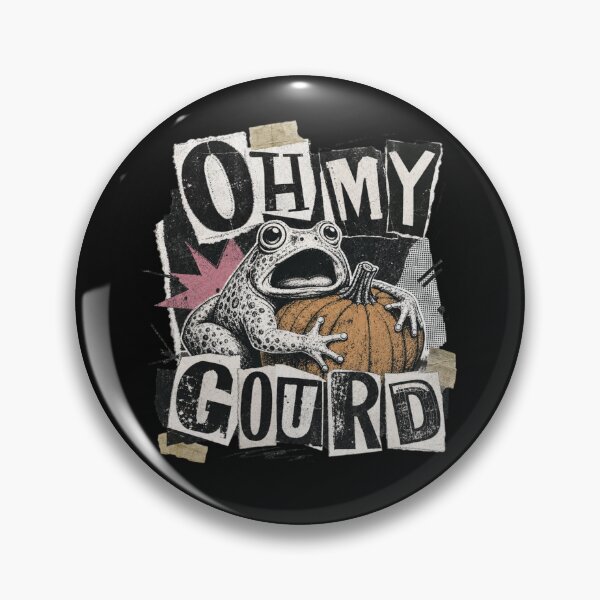 Item preview, Oh My Gourd Frog Vintage Zine T-Shirt | Funny Pumpkin Toad Newspaper Cutout Halloween Gift designed and sold by illeN-Art-World.