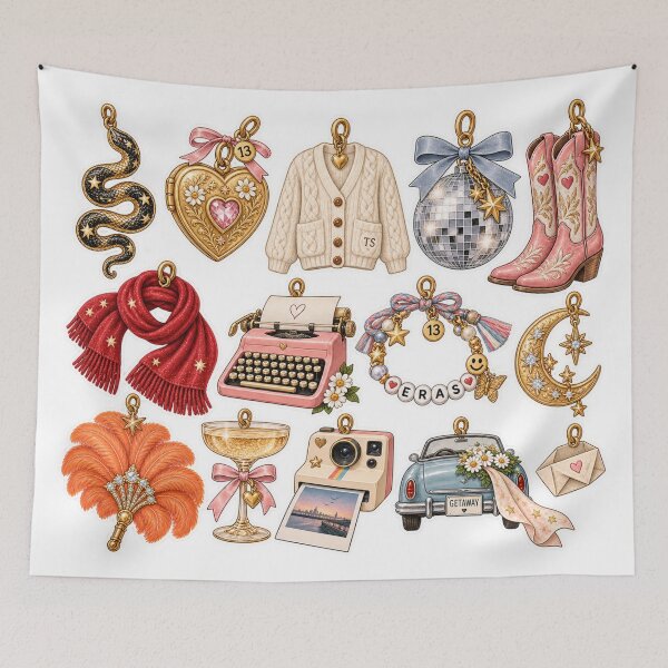 Item preview, Copy of Swiftie Eras Charm Sticker Pack – Taylor Inspired Icons, Cardigan, Mirrorball, Snake, Getaway Car & Showgirl designed and sold by taylorvinyls.