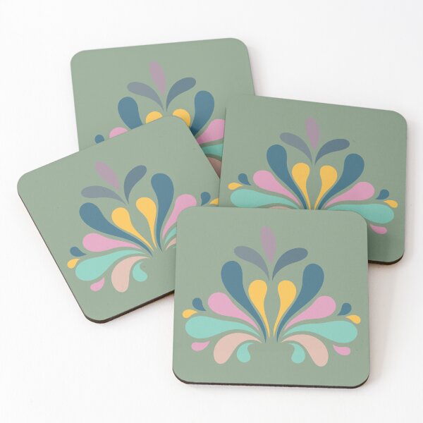 Item preview, ​Vintage Floral Teardrop Burst Motif Sage Green Pattern designed and sold by ​Jyoti Digital Artist.