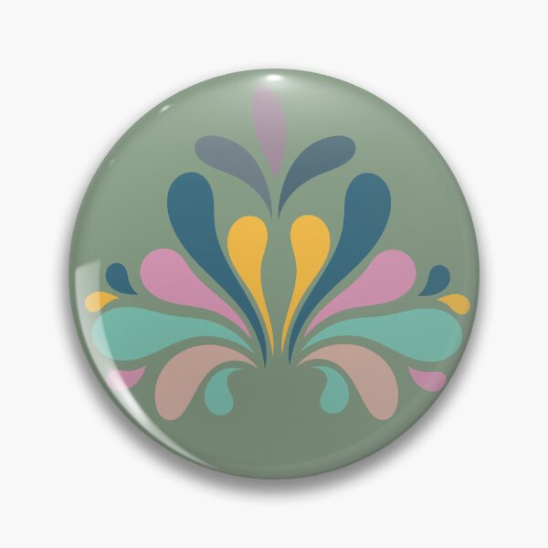 Item preview, ​Vintage Floral Teardrop Burst Motif Sage Green Pattern designed and sold by ​Jyoti Digital Artist.