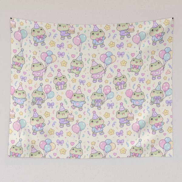 Item preview, Kawaii Frog Celebration Pattern designed and sold by Soft Berry Studio.