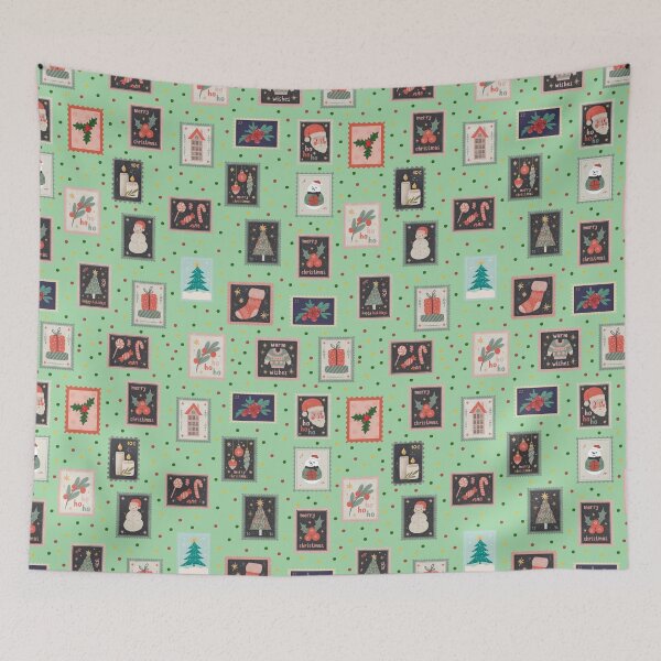 Item preview, Christmas Stamps & Dots on Light Green  designed and sold by KSimpson838.
