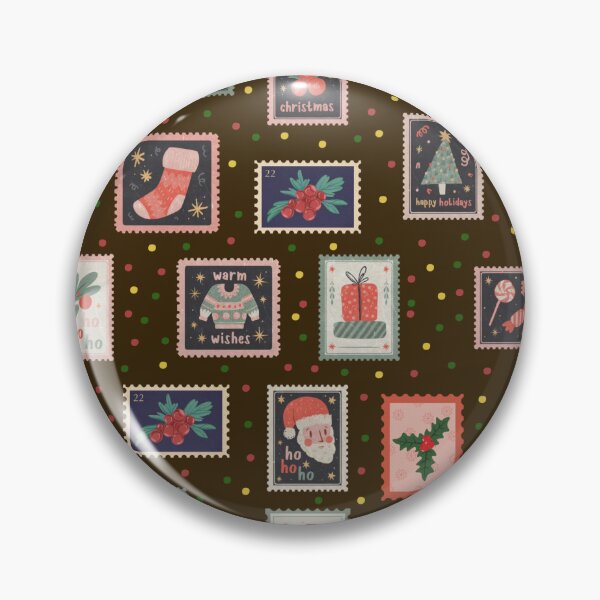 Item preview, Christmas Stamps & Dots on Dark Brown  designed and sold by KSimpson838.