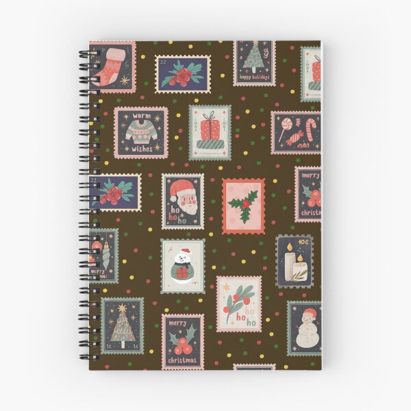 Item preview, Christmas Stamps & Dots on Dark Brown  designed and sold by KSimpson838.