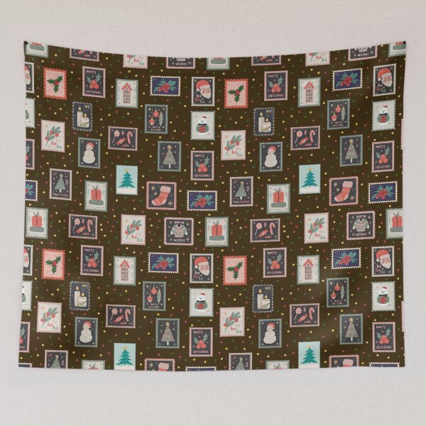 Item preview, Christmas Stamps & Dots on Dark Brown  designed and sold by KSimpson838.
