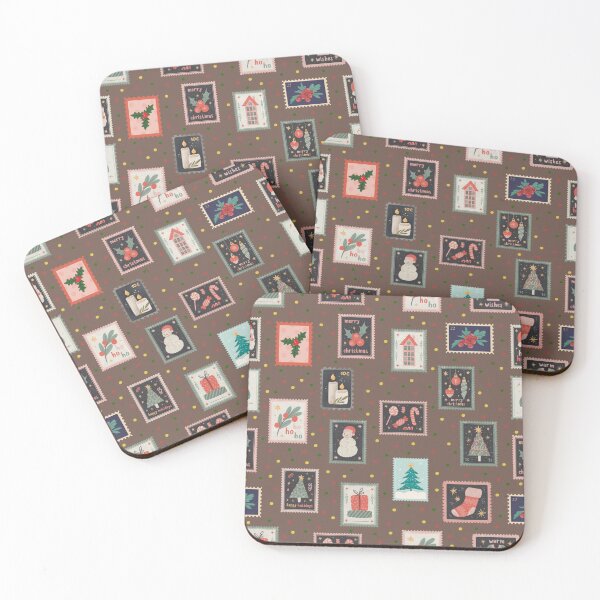 Item preview, Christmas Stamps & Dots on Brown  designed and sold by KSimpson838.